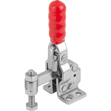 Kipp Toggle Clamp Vertical Mini, Horizontal Foot F1=800, Fixed Clamping Spindle M06X40, Stainless Bright,  K1254.1800